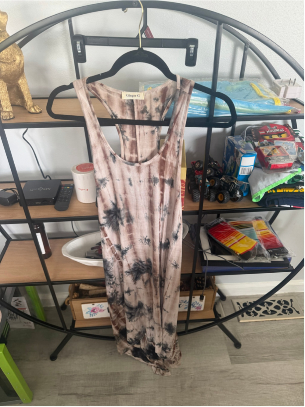 Women's Ginger G Tie-Dye Maxi Dress, Size S Beige and Black